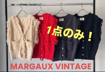 MARGAUX VINTAGE 프린지 블랙 샤기 베스트