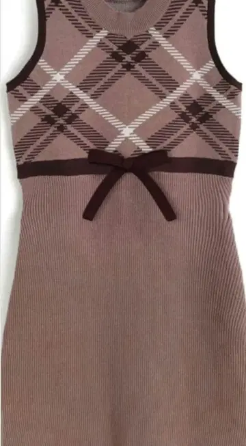 새상품 그레일 체크 무늬 슬리브리스 미니 원피스 L 사이즈