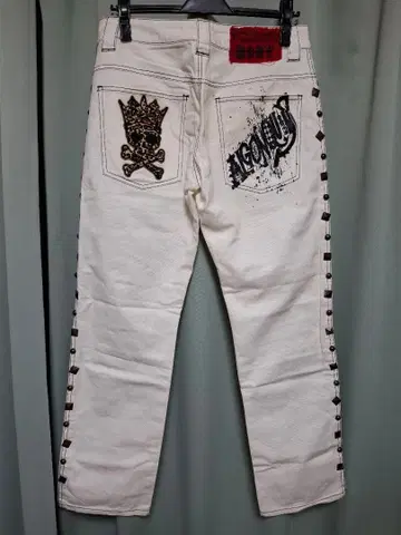 ALGONQUINS 화이트 데미지 스트레이트 청바지