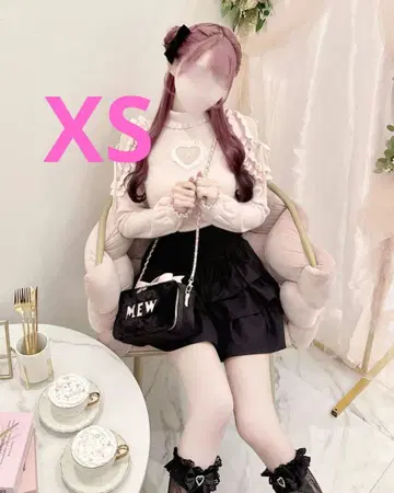 미셸 마카롱 이모 하트컷 터틀 니트 허니 뮤우 핑크 XS