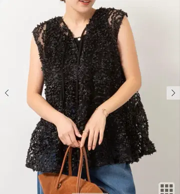 이에나 새상품 플라워 튤 티어드 블라우스