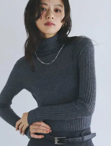 캐시미어 100 시어 터틀넥 풀오버 아 그레이 캐시미어