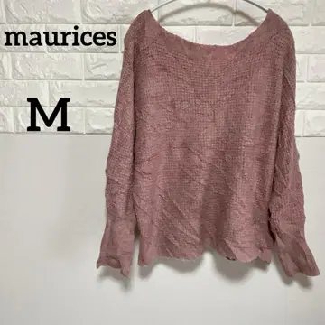 [ maurices ] 긴팔 니트 M 핑크 와플 짜임 오프숄더