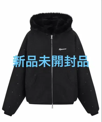 andwang Kirakira 2way fur zip up black