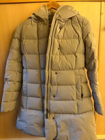 울리치 후드 부착 다운 코트 그레이