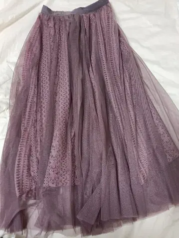 [ 가격 인하 협상 가능! ] 연보라 튤 레이스 롱 스커트