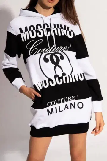 MOSCHINO 후드티 원피스 스트라이프 후드 부착