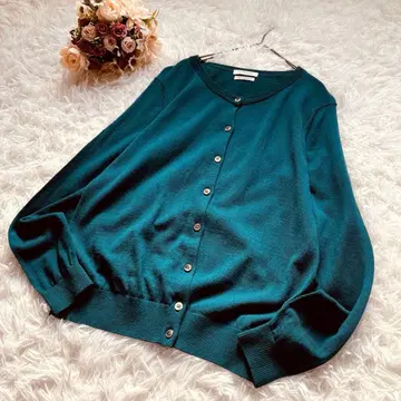 뉴요커 현행 택 이탈리아제 실 가디건 그린 빅 사이즈 13호