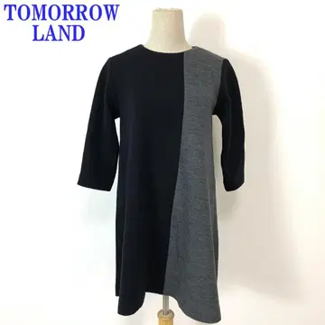 투모로우랜드 7부 소매 롱 기장 원피스 그레이 블랙 38 C4749