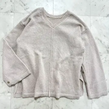 더블 클로젯 고품질 슬리브 버튼 니트 그레이지 F 오버 사이즈