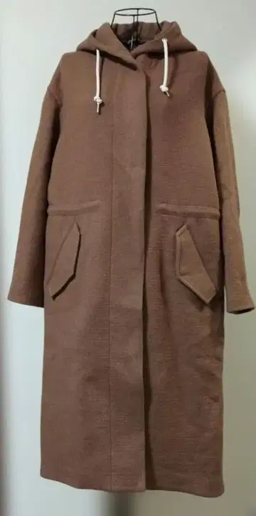 [ Spick and Span ] 브라운 울 롱 코트 후드 부착
