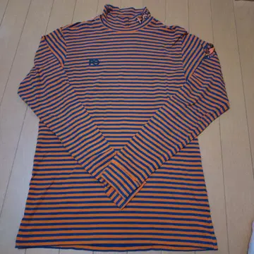 PG 터틀넥 셔츠 오렌지 파랑 스트라이프