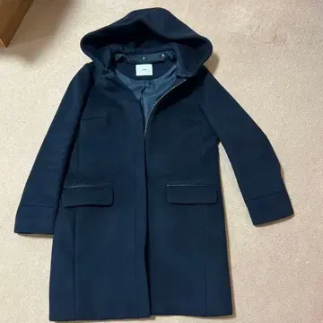 IENA 후드 부착 더플 코트 네이비