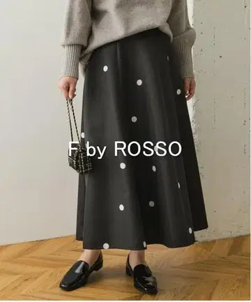 [ 새상품급 ] F by ROSSO 도트 그로그랭 플레어 스커트
