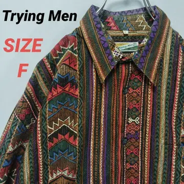 Trying Men 빈티지 패턴 셔츠 남성용 일본제 멀티 컬러 F