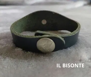 일비종떼 네이비 가죽 스냅 버튼 팔찌