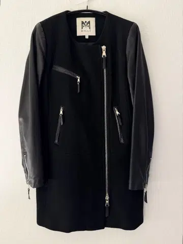 Milly 블랙 롱 코트