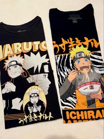 구제 의류 NARUTO 나루토 T셔츠 블랙 XL 2장 세트