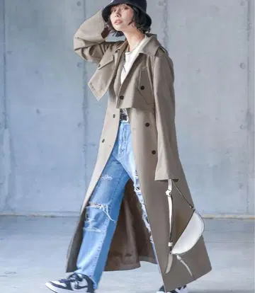 택 포함 미사용 새상품 페이지 보이 멀티way 트렌치코트 베이지