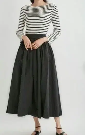 [ Mila Owen ] 보더 도킹 리브 니트 원피스