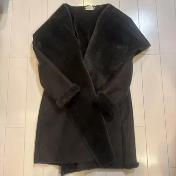 soeur7 스르 페이크 무스탕 코트 짙은 갈색 브라운