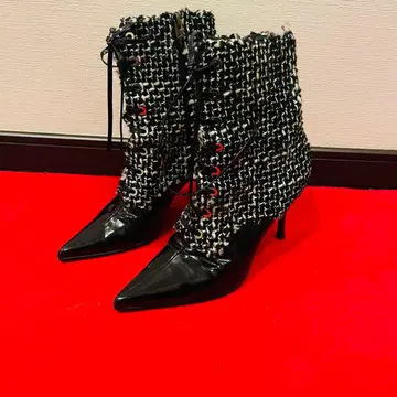 긴자 카네마츠 트위드 스틸레토 부츠