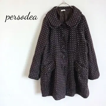 페르소디아 persodea 도트 무늬 코트 미디 성숙/러블리 브라운 계열