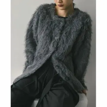 STYLEMIXER 헤어리 컬 크루 니트 가디건