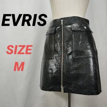 EVRIS 에브리리스 치마바지 프론트 지퍼 악어 엠보싱 블랙 M