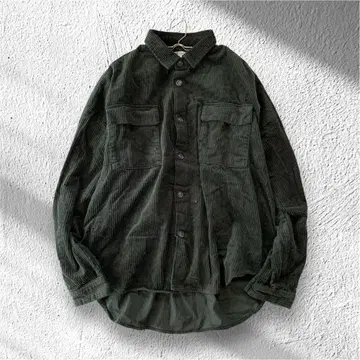 [나이라스] 코듀로이 셔츠 테일컷 면 100% 풀 버튼 L