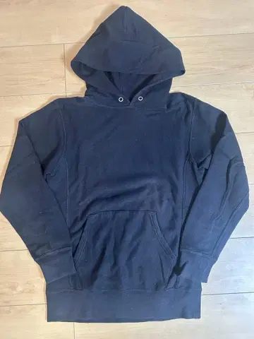 90년대 Champion 리버스 위브 페이드 블랙 후드티 무지