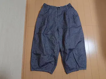 케이하야마플러스 트위드 무늬 와이드 팬츠 다크 파랑 블랙 3 새상품급