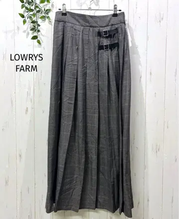 새상품 LOWRYS FARM 그레이 계열 체크 플리츠 롱 스커트 L