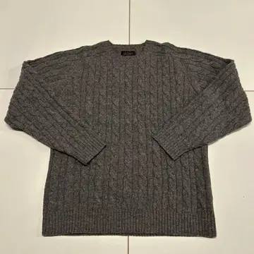 BEAMS 그레이 케이블 니트 스웨터