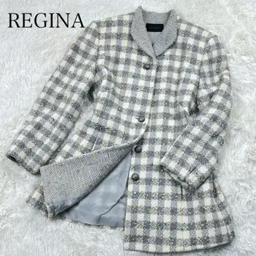 [ 새상품급 ] REGINA 레지나 체크 무늬 트위드 자켓 멀티 컬러