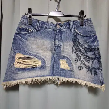ALGONQUINS 데님 미니 스커트 데미지 가공