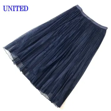 언타이틀 롱 기장 스커트 튤 플리츠 네이비 42 C4756