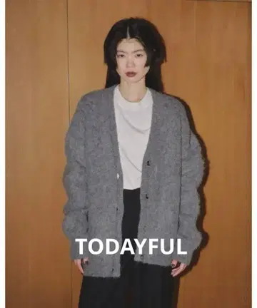 todayful/Brashed Vneck Cardigan 그레이