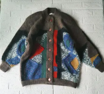 [ 레트로 ] [ 중고품 ] 1점물 화려한 무늬 오버 사이즈 가디건