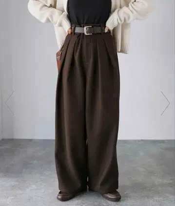 새상품 페이크 울 라이크 와이드 스트레이트 팬츠 브라운