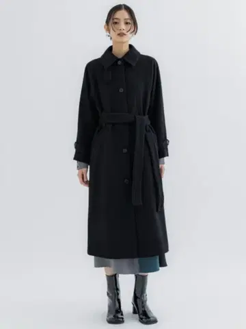 [ UNITED TOKYO ] 울 100% 스텐카라 코트 블랙