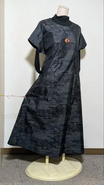 오시마 츠무기 기모노 리메이크 롱 원피스 A 12