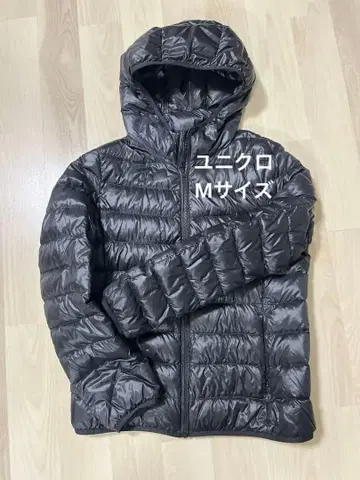 UNIQLO 블랙 후드 부착 다운 자켓 유니클로