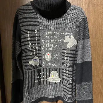 [ 컨디션 최상 ] 까스텔바작 로고 영문 디자인 울 터틀 니트