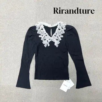 새상품 Rirandture 리본 레이스 니트 긴팔 다크 그레이 M 사이즈