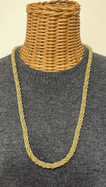 굵다! 고져스하네! 골드 트위스트 디자인 롱 목걸이