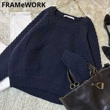 21AW 프레임워크 로우게이지 니트 와이드 풀오버 네이비
