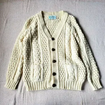 70s 80s 아란 니트 피셔맨 니트 가디건 아일랜드