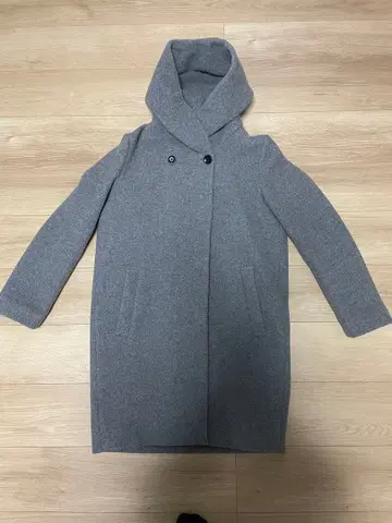 저널 스탠다드 그레이 후드 부착 울 코트