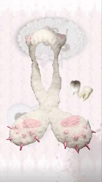 복슬복슬 고양이 귀 니트 모자 [ 발바닥 장갑 피의 손톱 ]